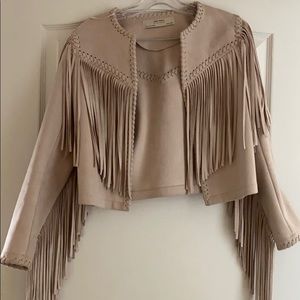 Zara Tan Fringe Jacket